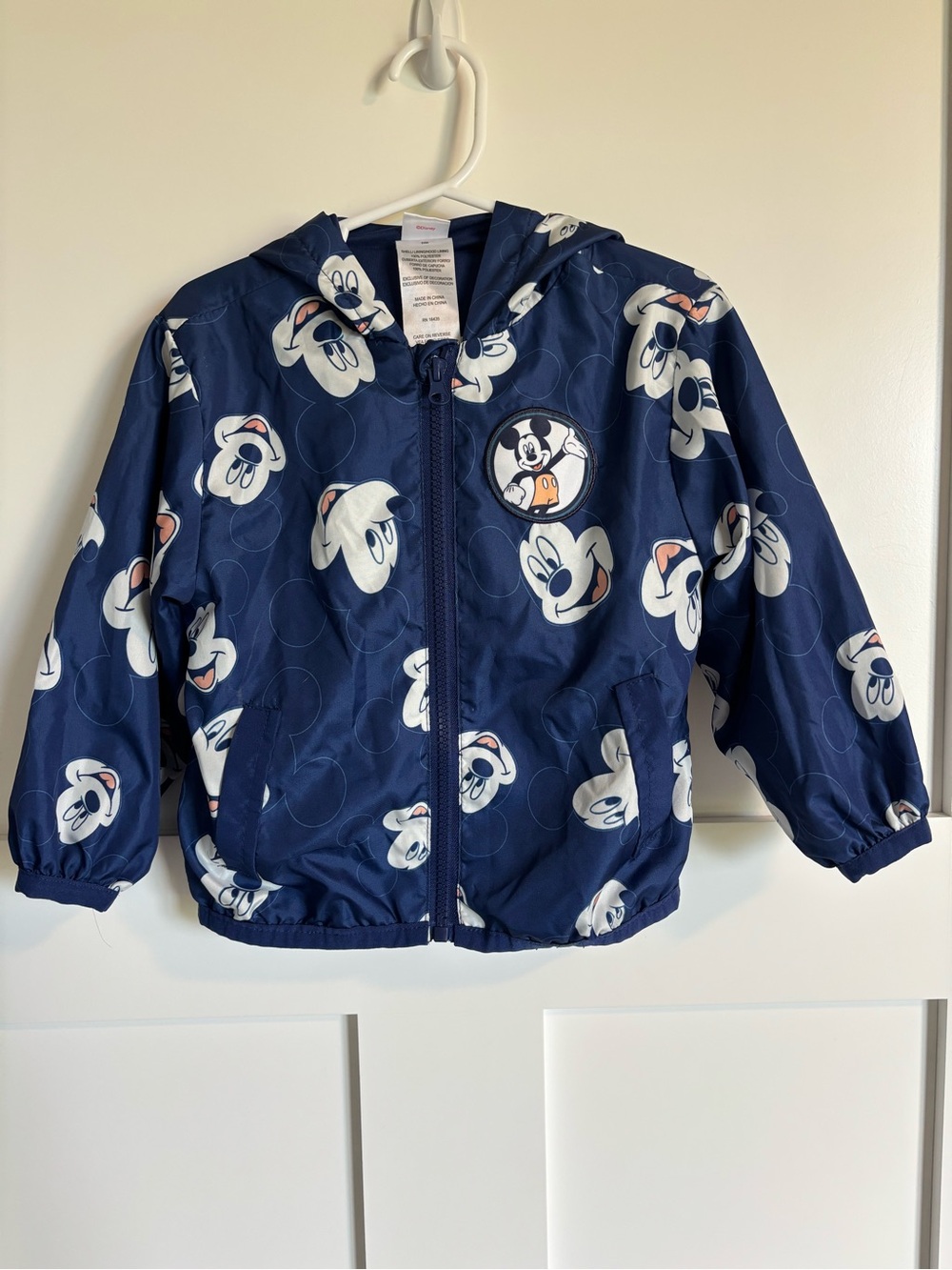 Disney Navy Mickey Mouse Hooded Raincoat with Character Patch